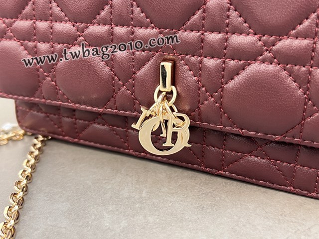 Dior专柜新款迪奥顶级原单lady珍珠羊皮手提包藤格纹链条斜挎包 djfk1017